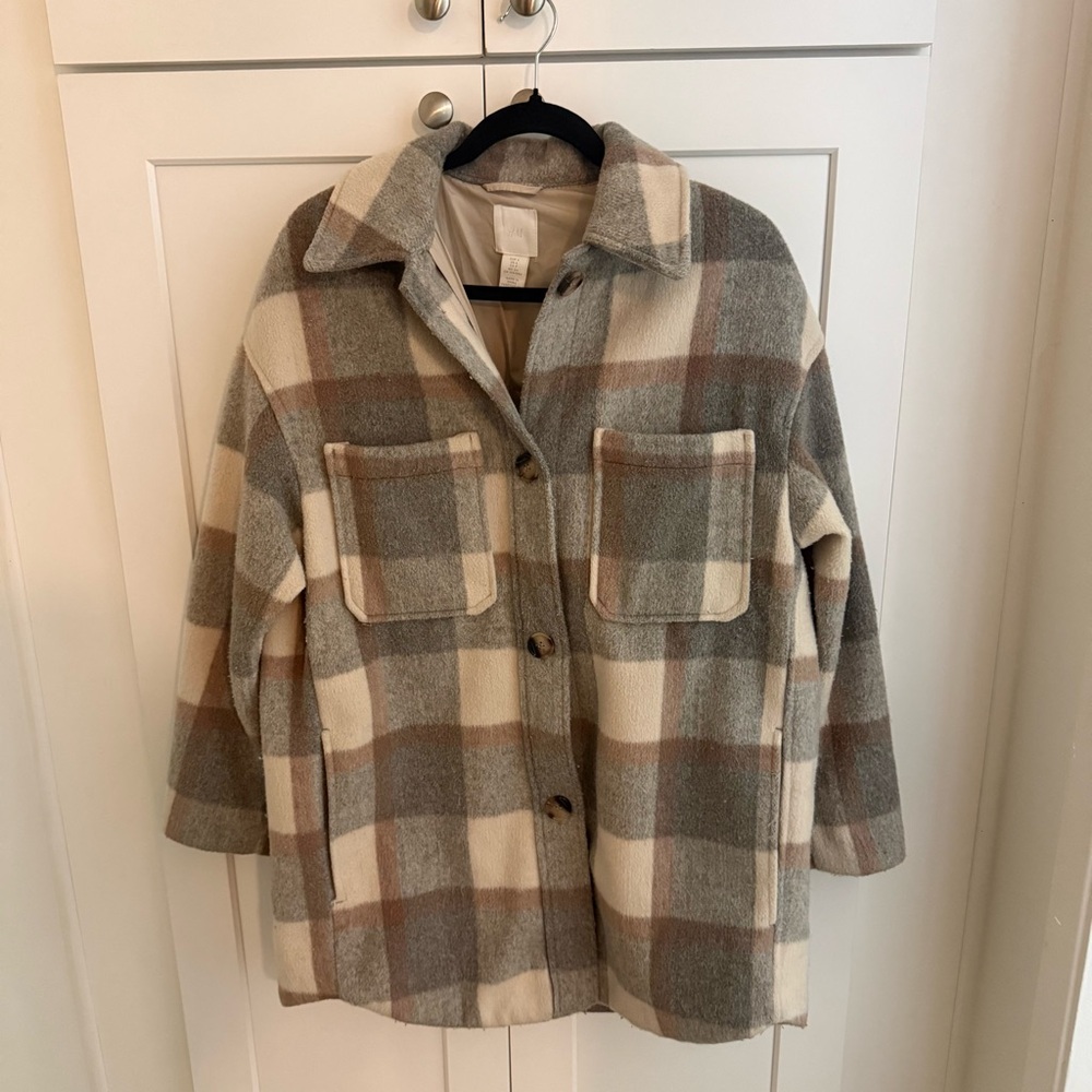 H&M Oversized Plaid Shirt Jacket